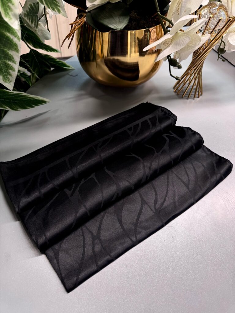 Dalga Desen Pamuk İpeksi Jakar Şal -55287-Siyah