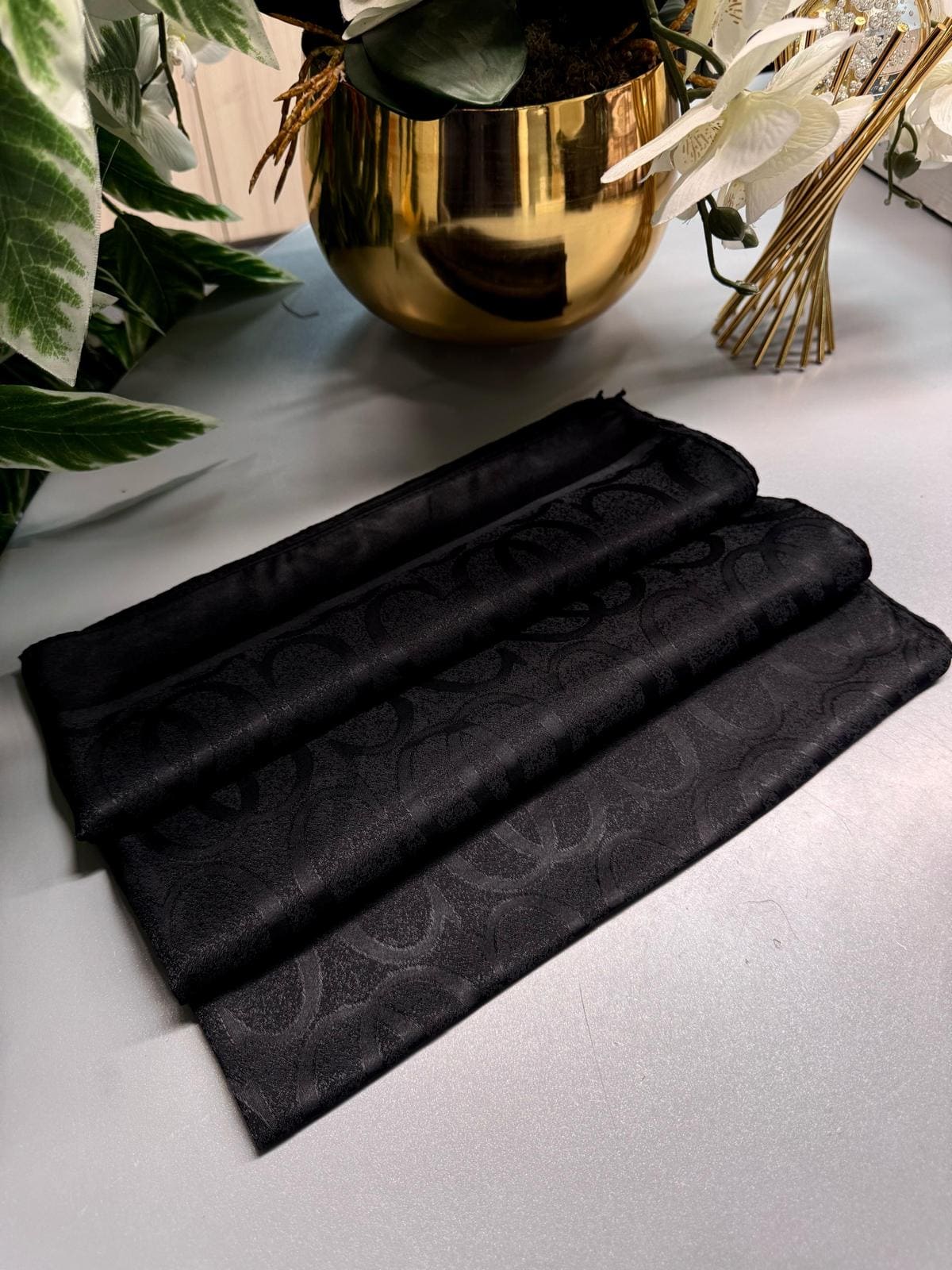 CO Desen Pamuk İpeksi Jakar Şal -52565-Siyah