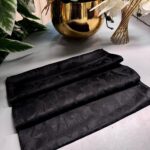 Kesik Kare Desen Pamuk İpeksi Jakar Şal -15748-Siyah