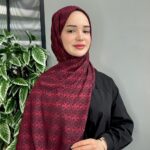 Guess Çift Taraflı Kaşmir İpek Şal- 7860-Bordo-Siyah