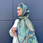 Harem  Desen Pamuk İpek Şal-30000-Gece Turkuazı