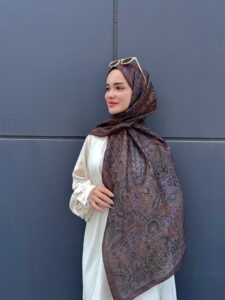 Harem Desen Pamuk İpek Şal-30000-Bakır Gece