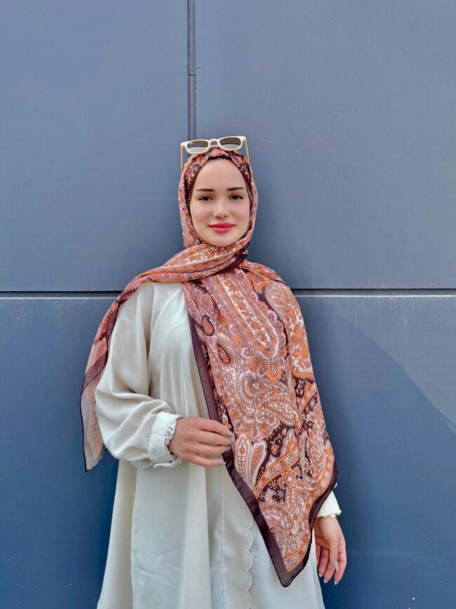 Harem  Desen Pamuk İpek Şal-30000-Kahve Sahrası