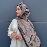 Harem Desen Pamuk İpek Şal-30000-Siyah Safir