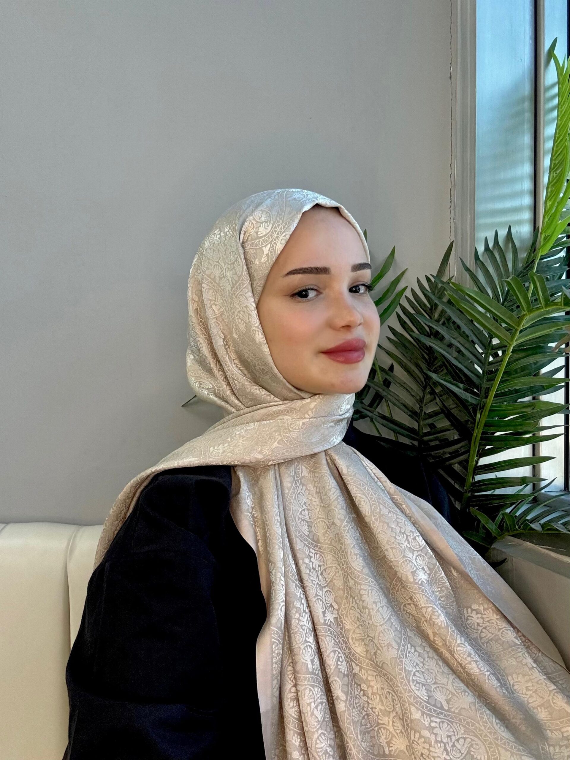 Hürrem Sultan Kendinden Dokulu Çift Taraflı Şal-2000-Altın Kül