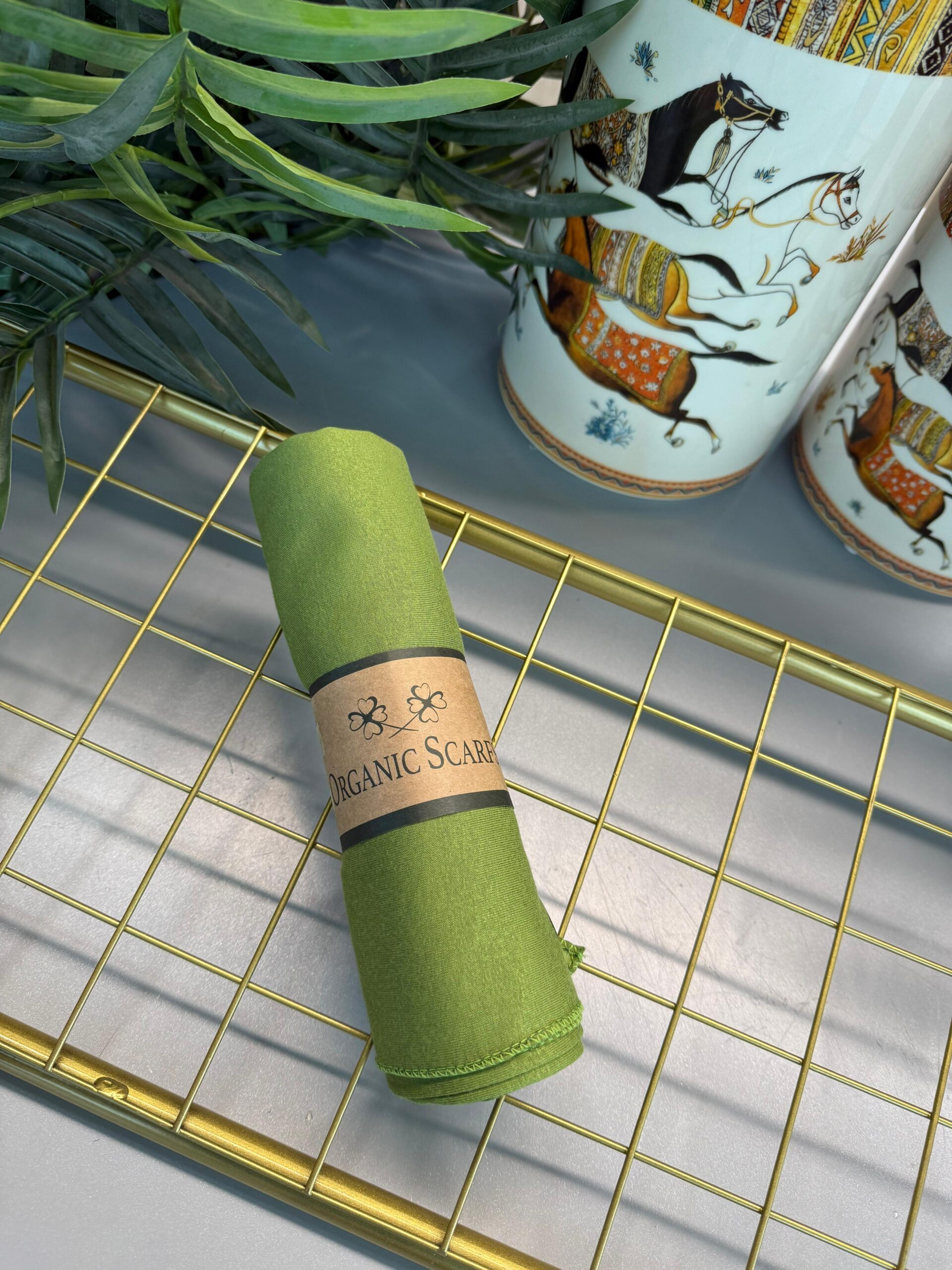 Organic Scarfs Tesettür Penye Şal Hijap Modeli -Zeytin Dalı