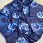 Summer Rose  Desen Pamuk İpek Şal-120000-Mavi