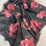 Summer Rose  Desen Pamuk İpek Şal-120000-Bordo