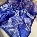 Rosaline Desen Pamuk İpek Şal-13000-Mavi