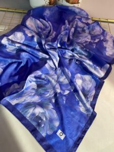 Rosaline Desen Pamuk İpek Şal-13000-Mavi