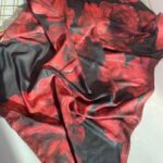 Rosaline Desen Pamuk İpek Şal-13000-Kırmızı