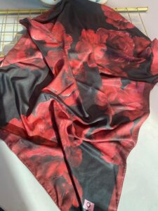 Rosaline Desen Pamuk İpek Şal-13000-Kırmızı