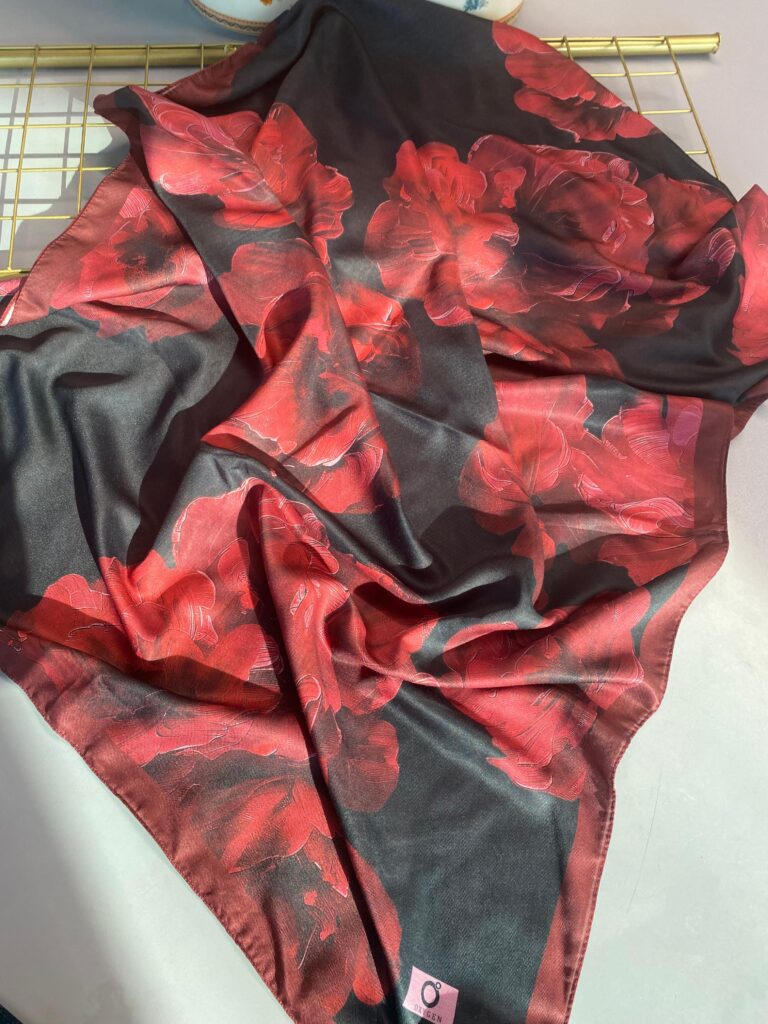 Rosaline Desen Pamuk İpek Şal-13000-Kırmızı