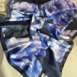 Rosaline Desen Pamuk İpek Şal-13000-Lacivert