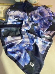 Rosaline Desen Pamuk İpek Şal-13000-Lacivert