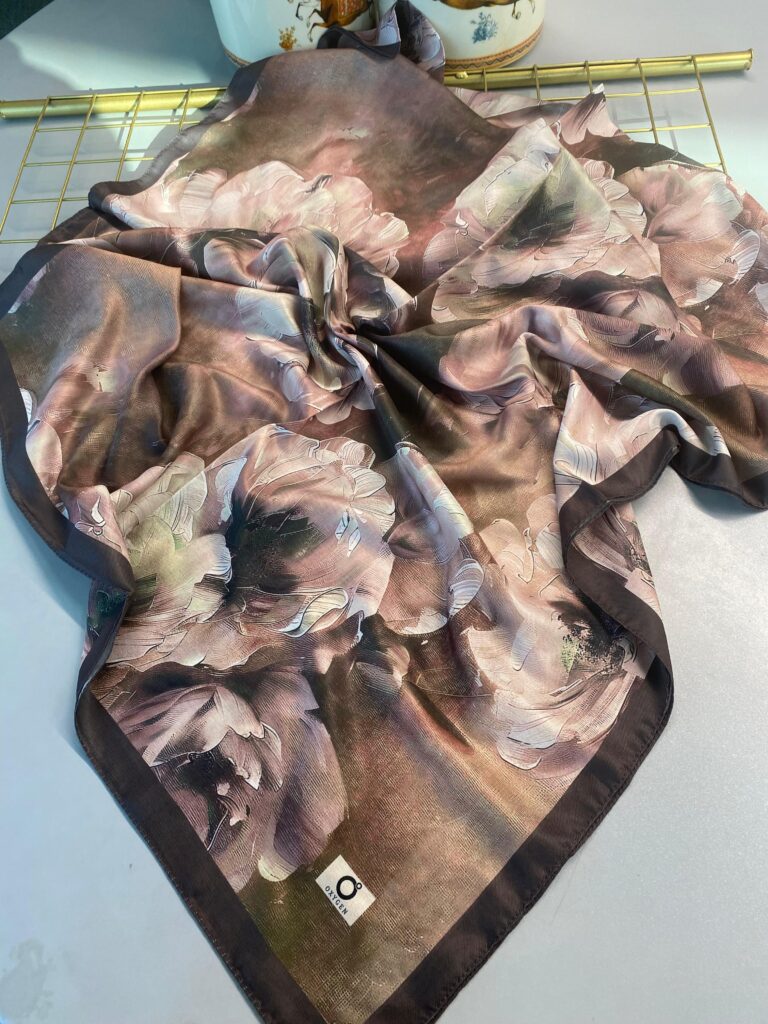 Rosaline Desen Pamuk İpek Şal-13000-Acıkahve