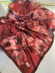 Rosaline Desen Pamuk İpek Şal-13000-Bordo