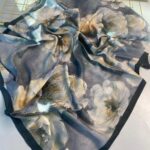 Rosaline Desen Pamuk İpek Şal-13000-Füme