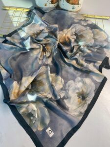 Rosaline Desen Pamuk İpek Şal-13000-Füme