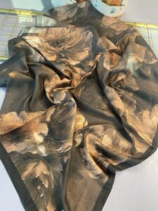 Rosaline Desen Pamuk İpek Şal-13000-Karamel