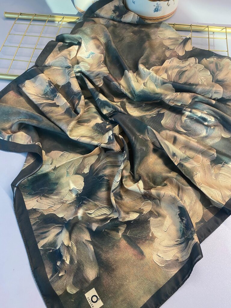 Rosaline Desen Pamuk İpek Şal-13000-Toprak