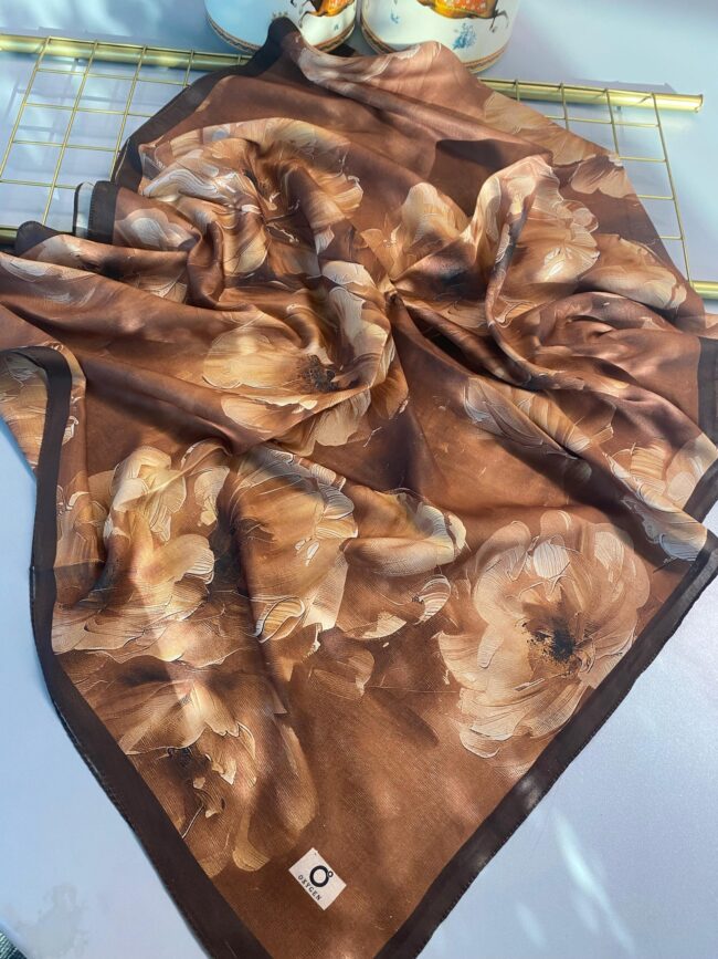 Rosaline Desen Pamuk İpek Şal-13000-Tarçın