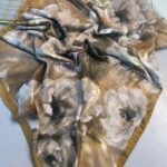 Rosaline Desen Pamuk İpek Şal-13000-Yağ yeşili