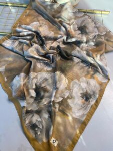 Rosaline Desen Pamuk İpek Şal-13000-Yağ yeşili