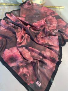 Rosaline Desen Pamuk İpek Şal-13000-Kiraz Çiçeği