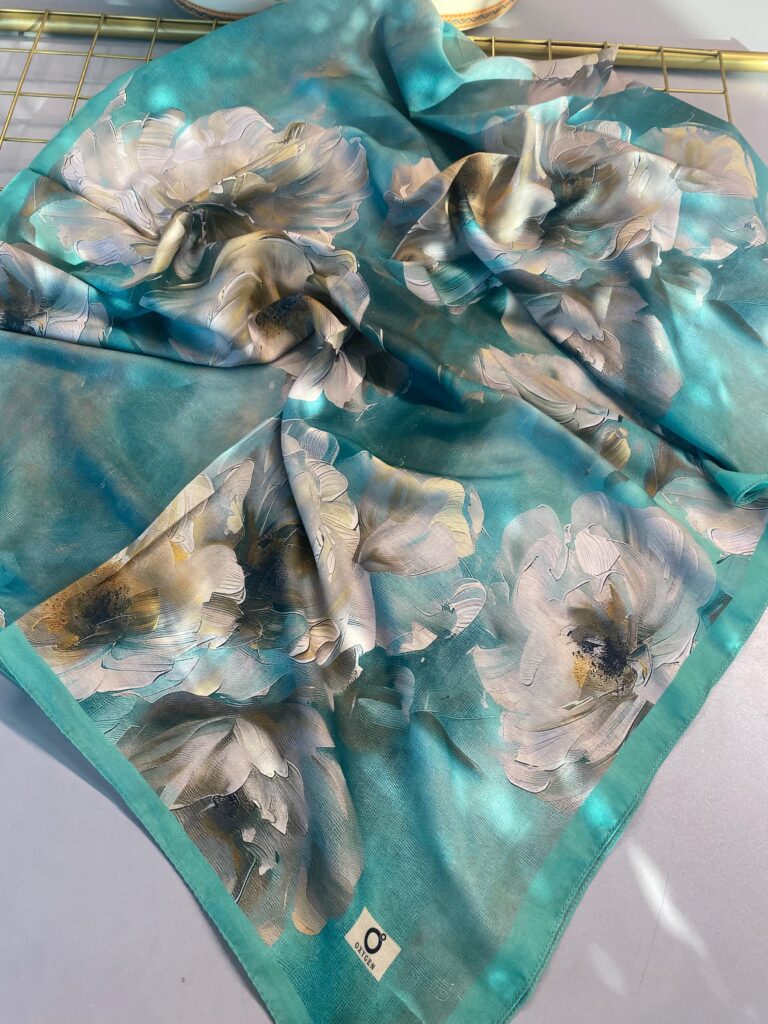 Rosaline Desen Pamuk İpek Şal-13000-Mint