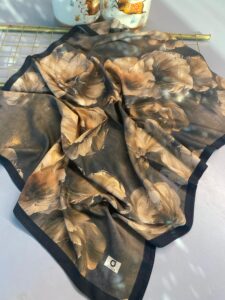 Rosaline Desen Pamuk İpek Şal-13000-Fındık Kabuğu