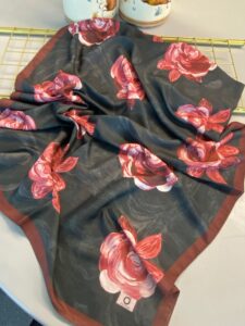 Summer Rose  Desen Pamuk İpek Şal-12000-Kızıl Kahve