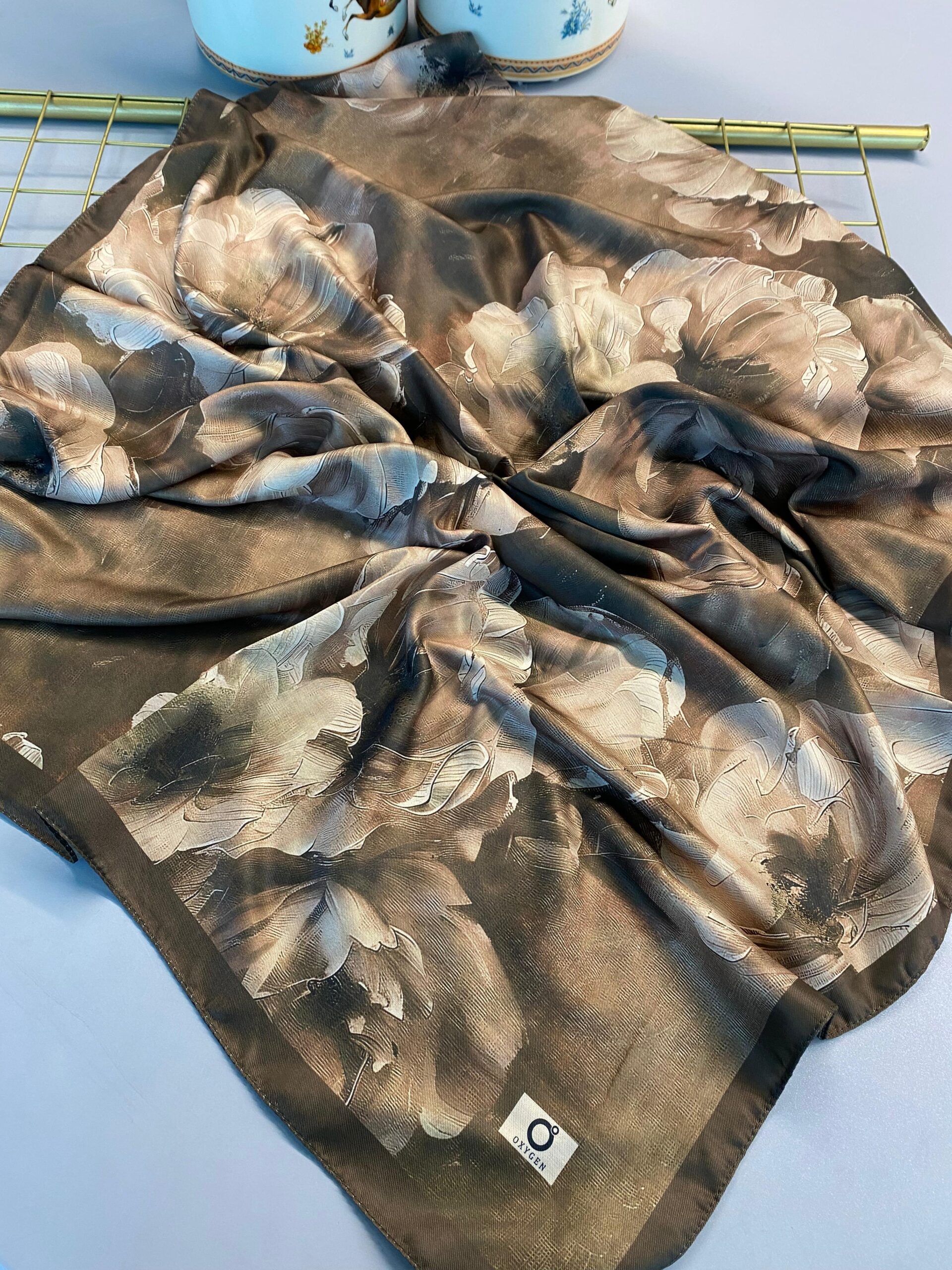 Rosaline Desen Pamuk İpek Şal-13000-Mocha