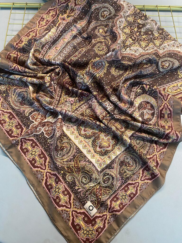 Nakkaş Desen Pamuk İpek Şal-10003-Sütlü Kahve