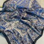 Nakkaş Desen Pamuk İpek Şal-10003-Gece Mavi