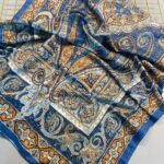 Nakkaş Desen Pamuk İpek Şal-10003-İndigo