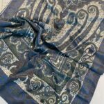 Nakkaş Desen Pamuk İpek Şal-10003-Lacivert