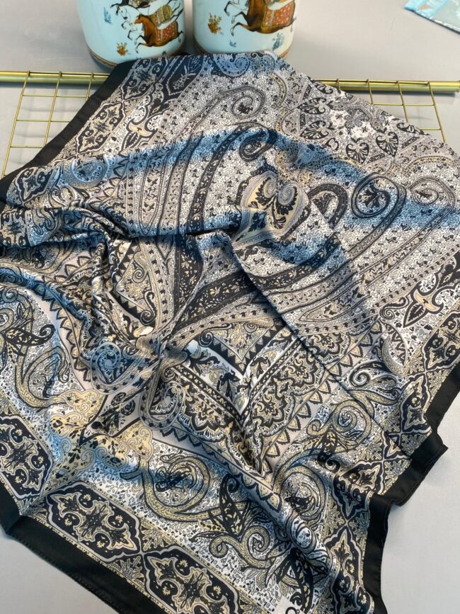 Nakkaş Desen Pamuk İpek Şal-10003-Siyah