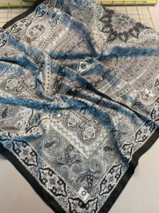 Nakkaş Desen Pamuk İpek Şal-10003-Su yeşili