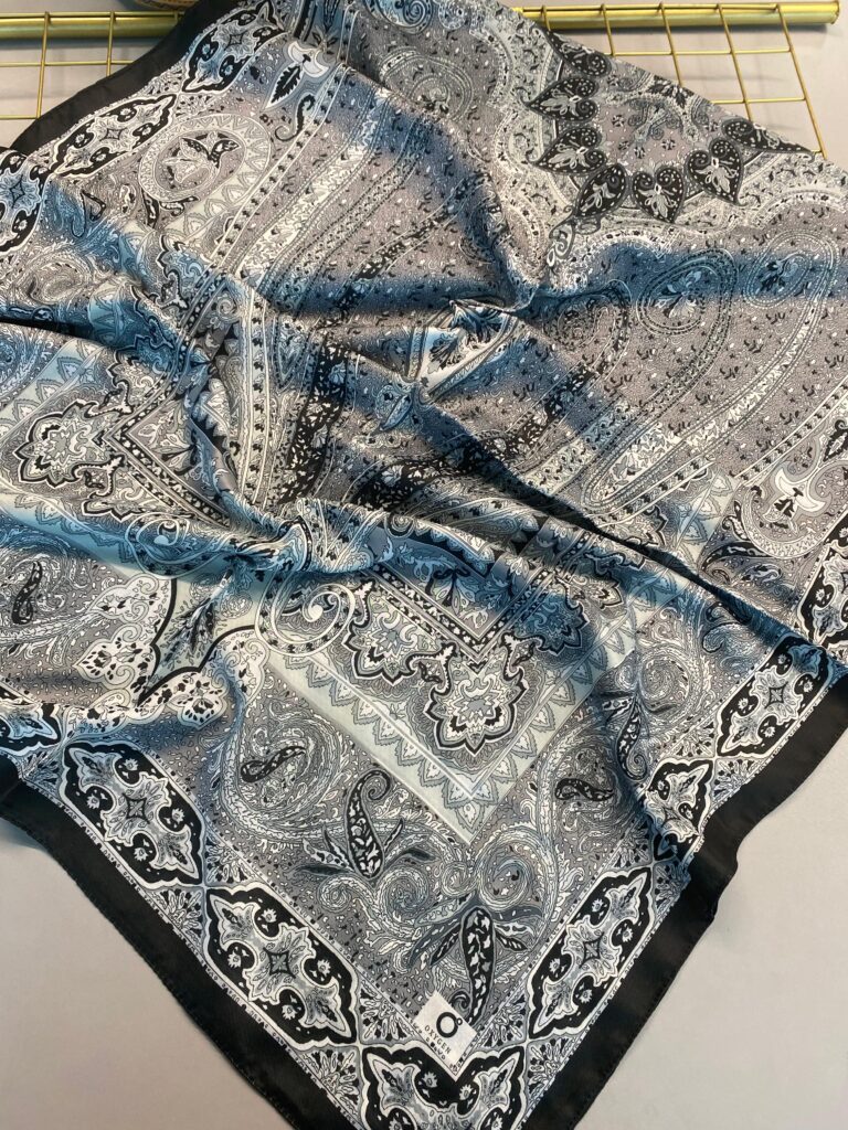 Nakkaş Desen Pamuk İpek Şal-10003-Su yeşili