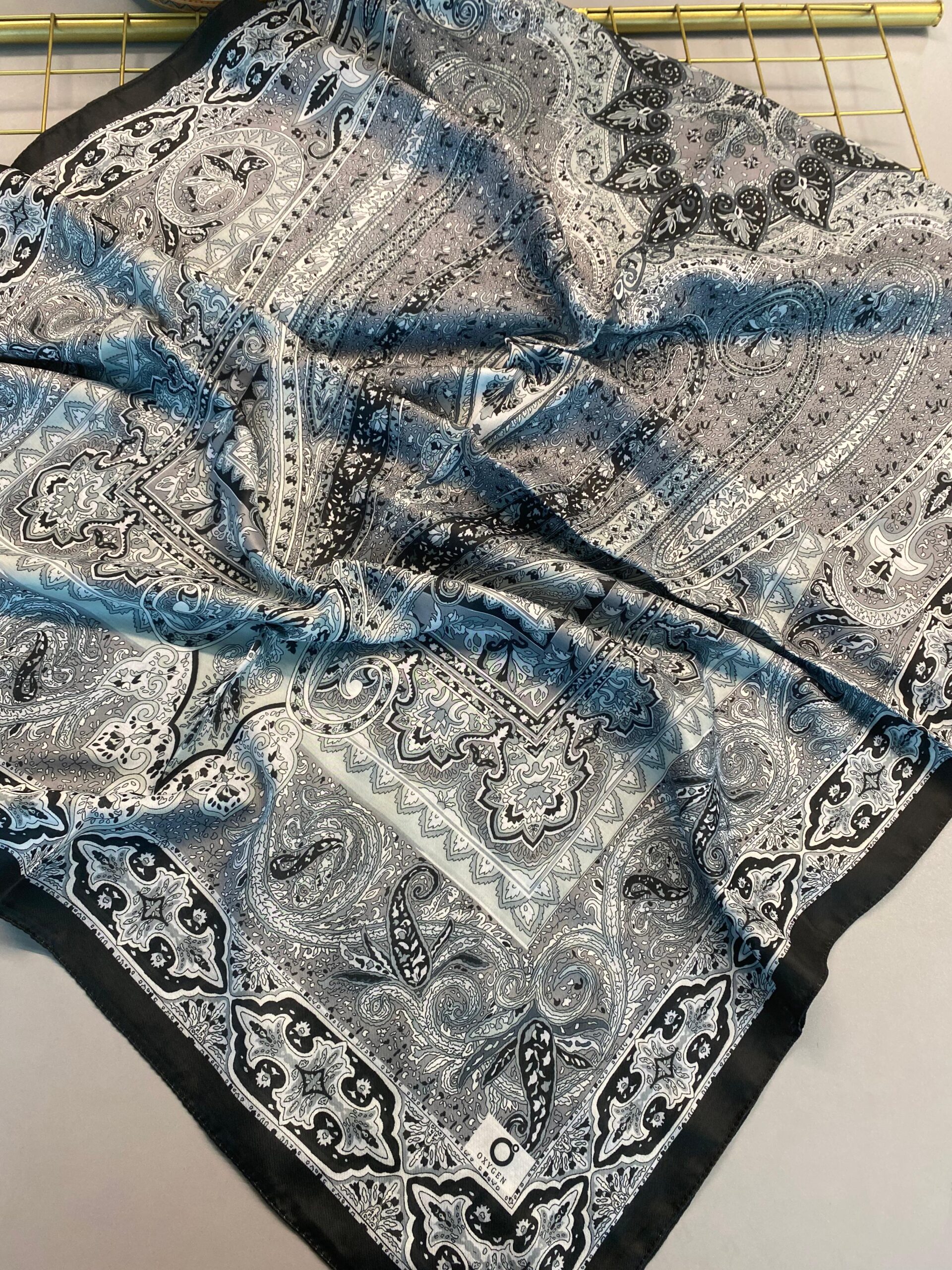 Nakkaş Desen Pamuk İpek Şal-10003-Su yeşili