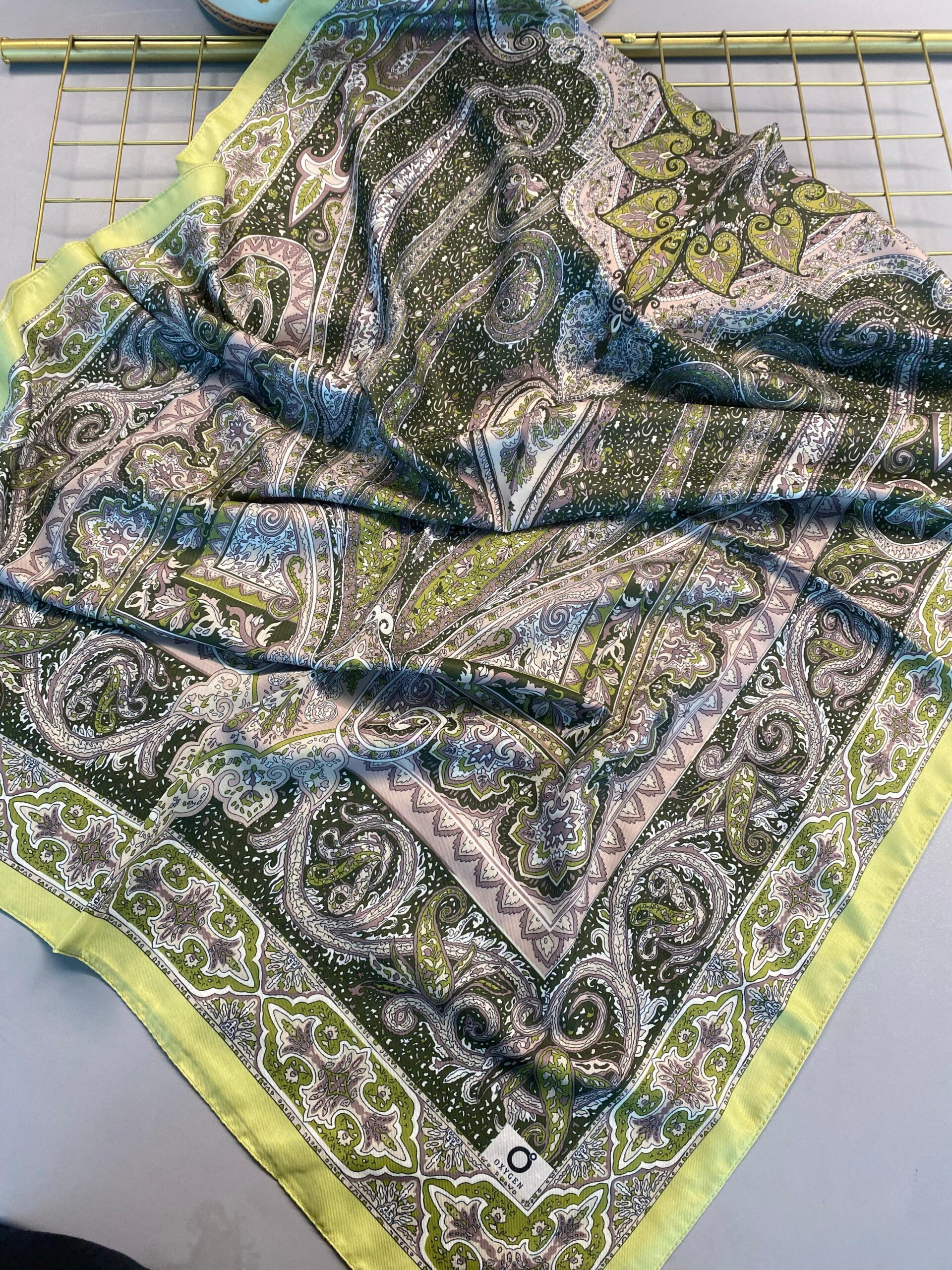 Nakkaş Desen Pamuk İpek Şal-10003-Yeşil