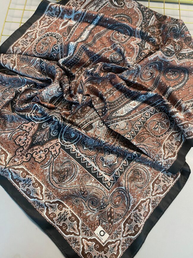 Nakkaş Desen Pamuk İpek Şal-10003-Acı kahve