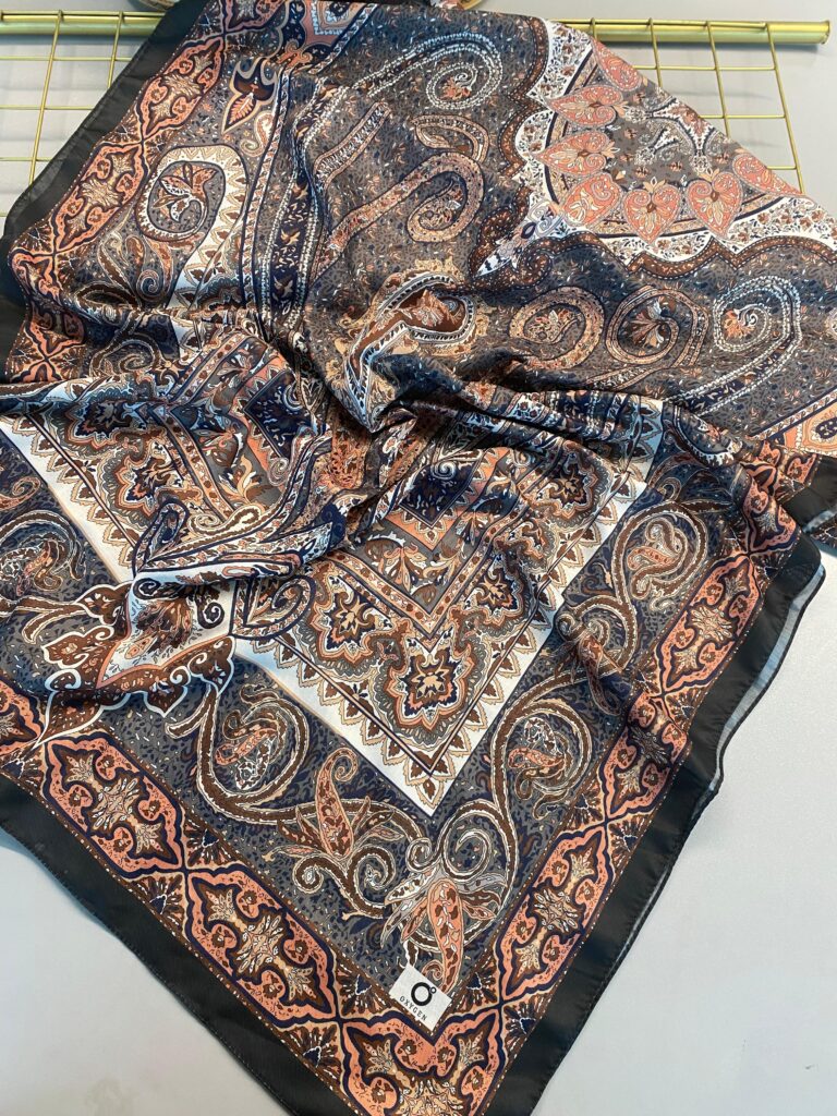 Nakkaş Desen Pamuk İpek Şal-10003-Somon