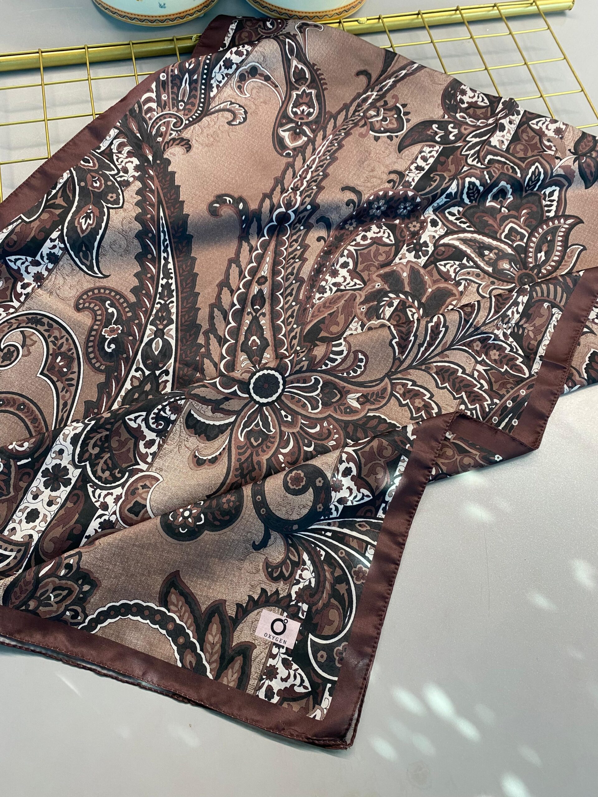 İnci Gecesi Desen Pamuk İpek Şal-10004-ACI KAHVE