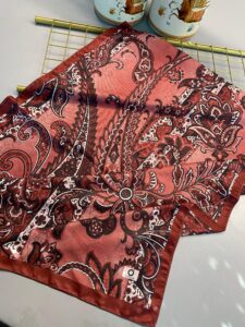 İnci Gecesi Desen Pamuk İpek Şal-10004-KIRMIZI