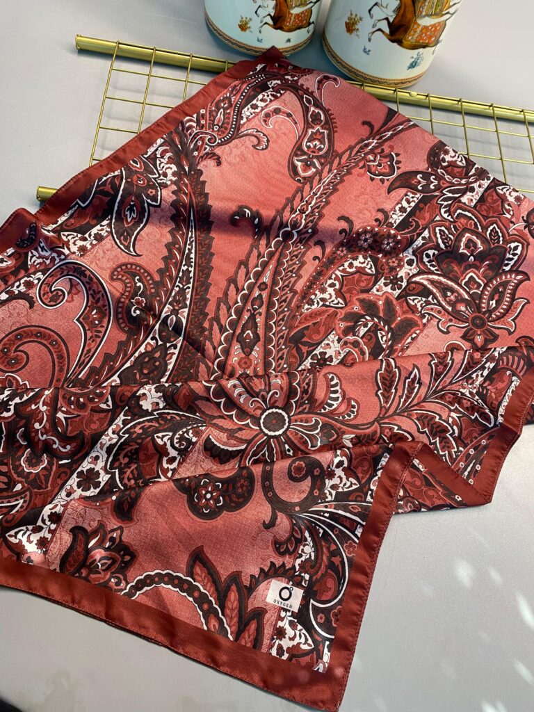 İnci Gecesi Desen Pamuk İpek Şal-10004-KIRMIZI