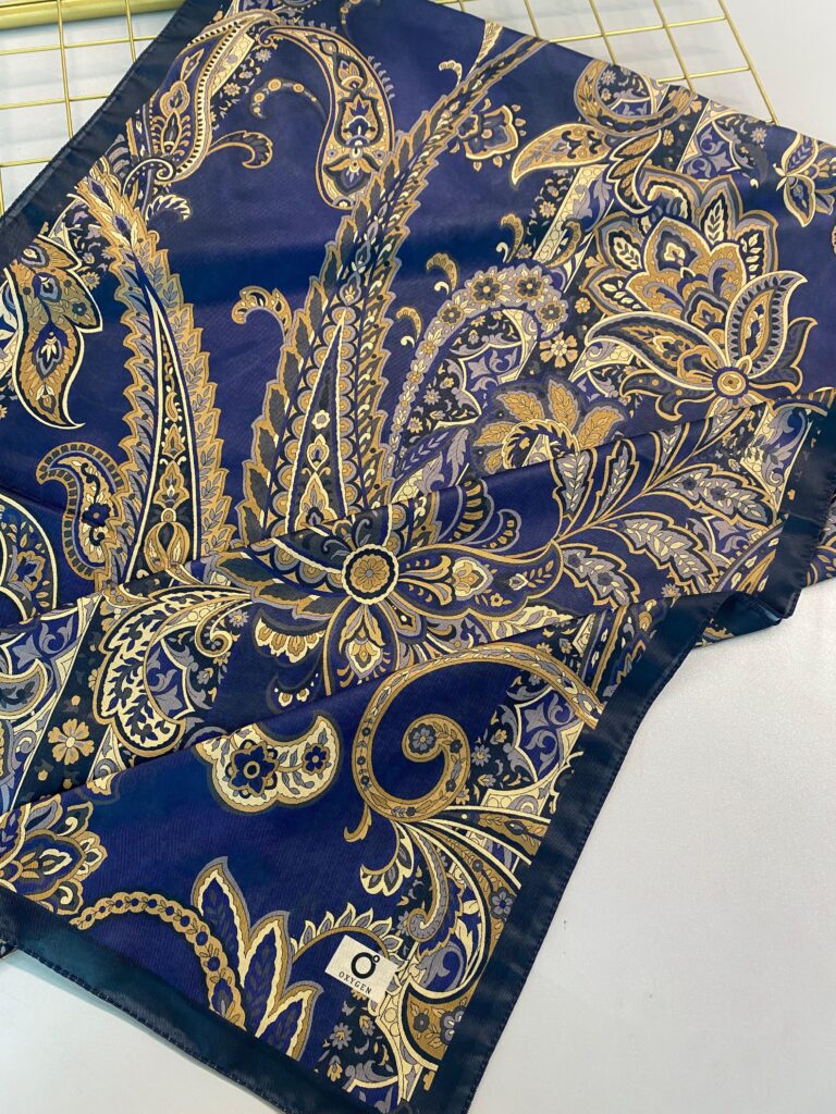 İnci Gecesi Desen Pamuk İpek Şal-10004-DERİN MOR