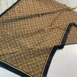 Yaldızlı Gucci Desen Pamuk Şal-110000-Küllü Siyah