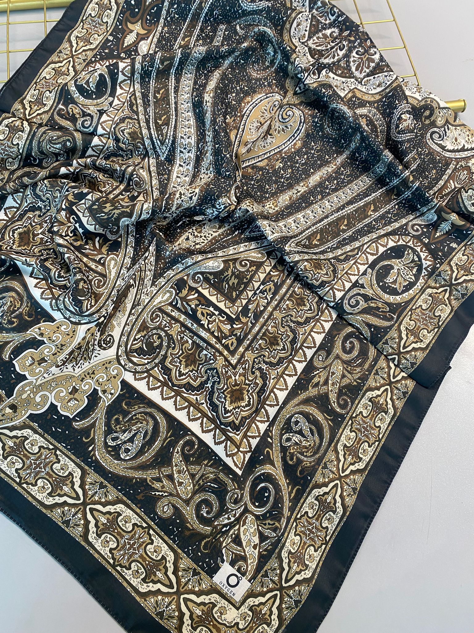 Nakkaş Desen Pamuk İpek Şal-10003-Toprak Yeşili